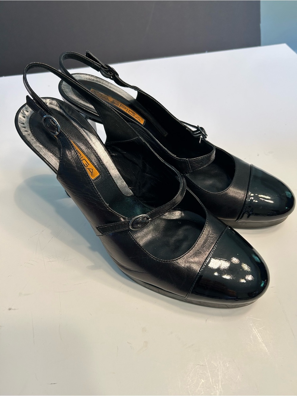 Via Spiga Women's Black Slingback Leather Pumps